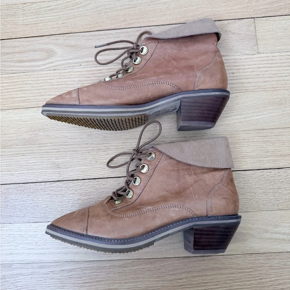 Kelsie‎ Dagger Anthropologie Brooklyn Cortez Ankle Boots Tan Camel Brown Size 6